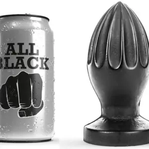 ALL BLACK - Plug Anal 12 cm con textura suave y estrías profundas