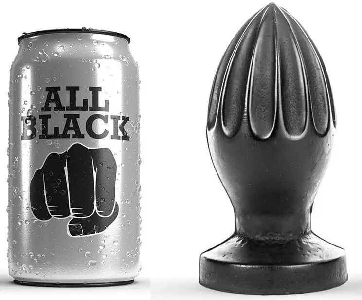 ALL BLACK - Plug Anal 12 cm con textura suave y estrías profundas