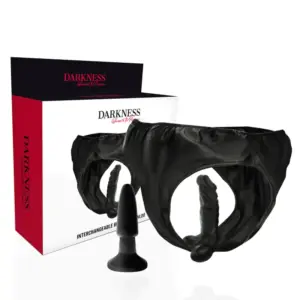 Darkness - Braguita con plug y dildo intercambiable de alta calidad