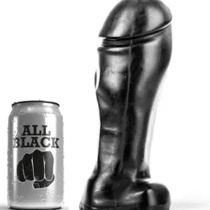 ALL BLACK - Dildo 22 cm Broad Toe con testículos en PVC