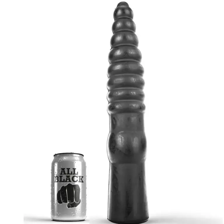 ALL BLACK - ANAL 33 CM: dildo anal largo y texturizado en negro