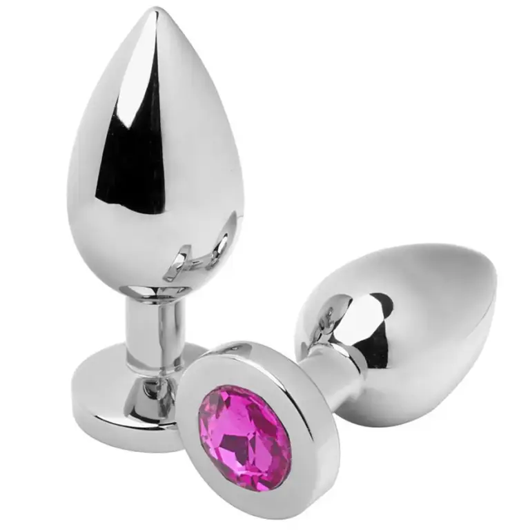 METAL HARD - Plug Anal Diamond Pink Small 5.71 cm en acero pulido
