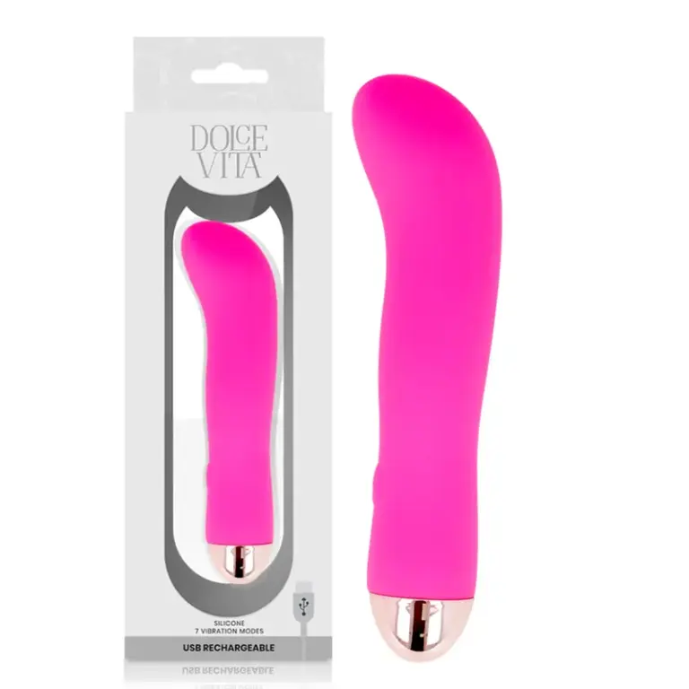 Dolce Vita Rechargeable Vibrator Two Pink 7 Speeds de silicona suave