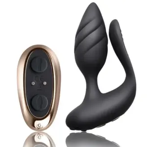 Rocks-Off Cocktail Plug Remote Control Black: placer dual para parejas