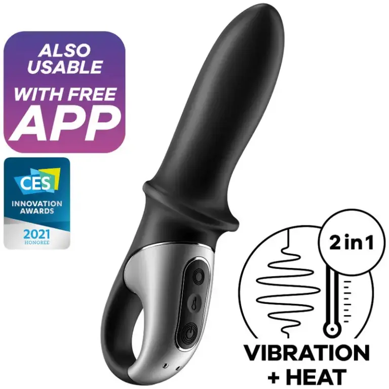 Satisfyer Hot Passion Anal Vibrator App Black, vibrador anal con calor