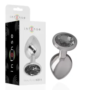 INTENSE Plug Anal de Metal con Cristal Negro Talla S, Elegancia y Placer