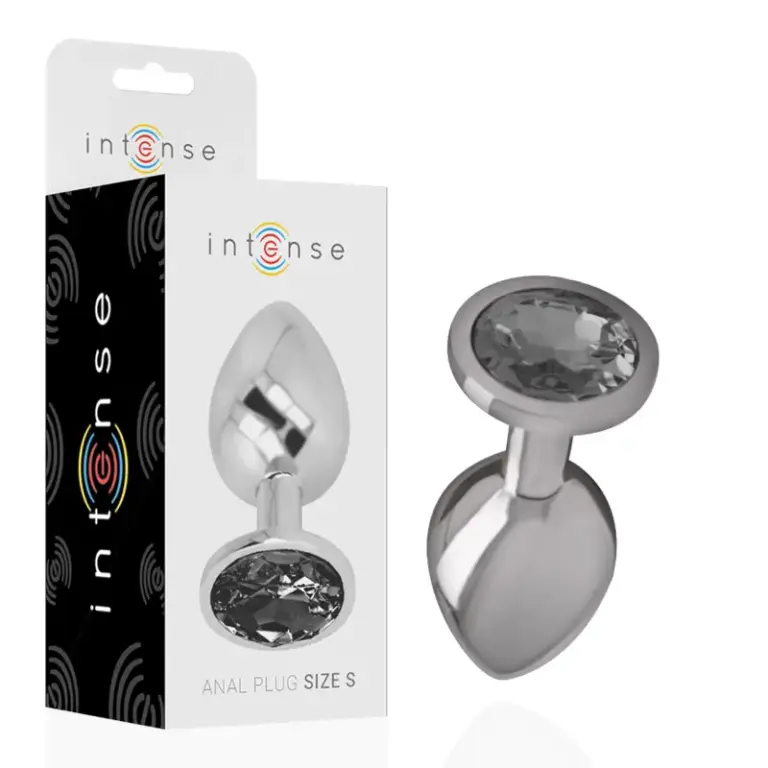 INTENSE Plug Anal de Metal con Cristal Negro Talla S, Elegancia y Placer