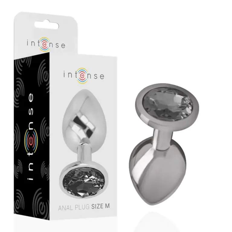 INTENSE Plug Anal de Metal con Cristal Negro Talla M - Elegancia y Placer