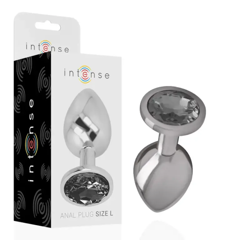INTENSE Plug Anal de Metal con Cristal Negro Talla L y Diseño Elegante