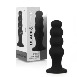 BLACK&SILVER - Scott Premium Silicone Anal Plug Black, suave y ergonómico