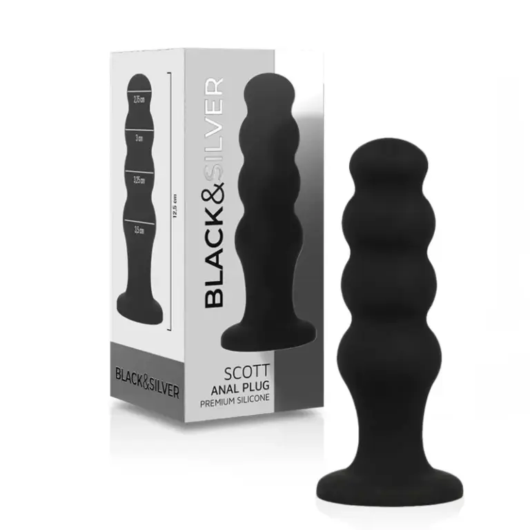 BLACK&SILVER - Scott Premium Silicone Anal Plug Black, suave y ergonómico