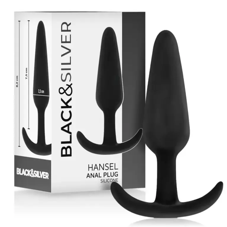 Black&Silver Hansel Plug Anal de Silicona con Asa Pequeña