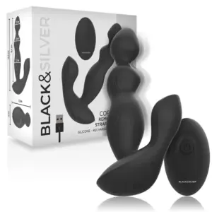Black&Silver Cora Anal Plug de Silicona con Control Remoto