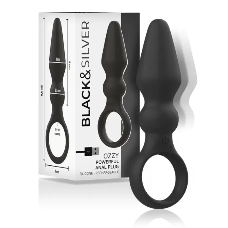 BLACK&SILVER - OZZY Powerful Silicone Anal Plug vibrador recargable