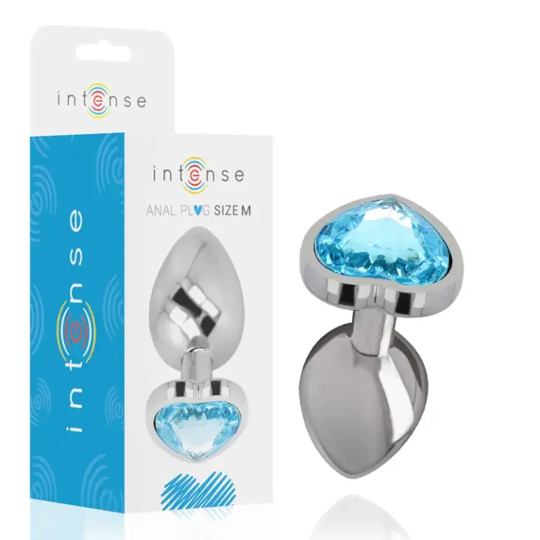 INTENSE Aluminum Metal Anal Plug Blue Heart Talla M - Elegancia y placer anal