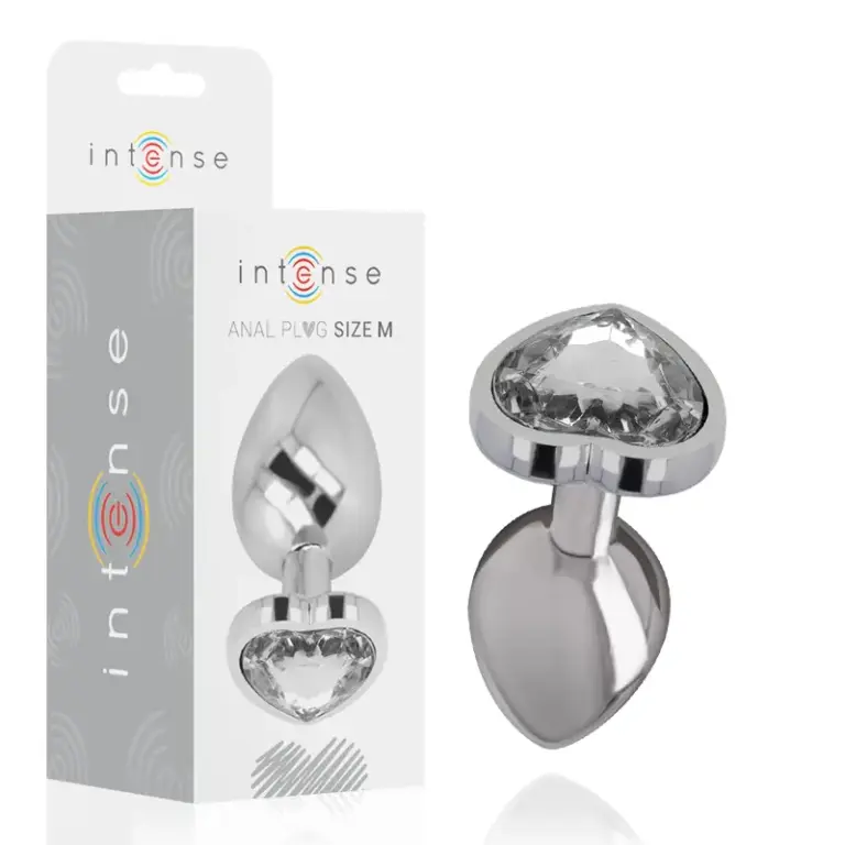 INTENSE Aluminum Metal Anal Plug White Heart M, placer con estilo