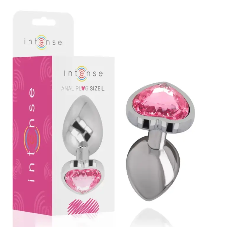 INTENSE - Plug Anal de Metal con Corazón Rosa Talla L y Joya