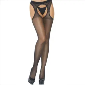 Leg Avenue - Medias Transparentes con Liguero Integrado en Negro