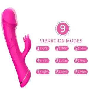 ARMONY Dildo Vibrator Rabbit Silicona Fucsia para Estimulación Dual