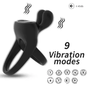 ARMONY Ring Vibrator Rabbit Black: anillo vibrador doble para parejas