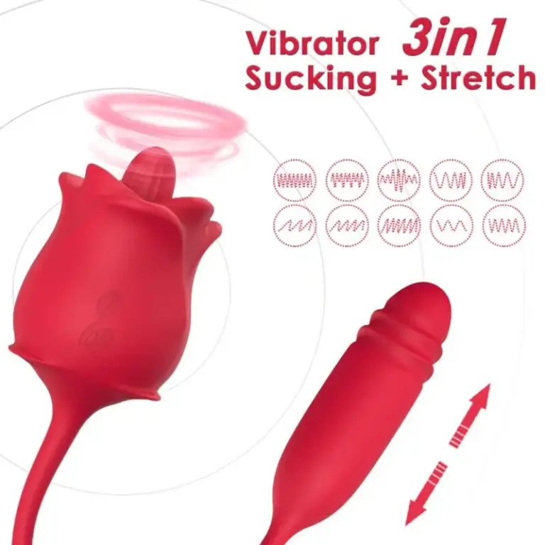 ARMONY 3-IN-1 Pink: succionador y vibrador con cola roja