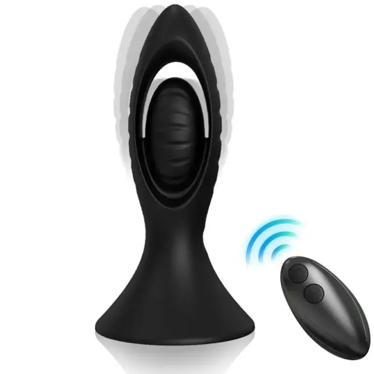 ARMONY - Vibrador y plug anal de silicona negro para doble estimulación