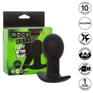 CalExotics Rock Bottom Anal Plug con 10 vibraciones en silicona negra