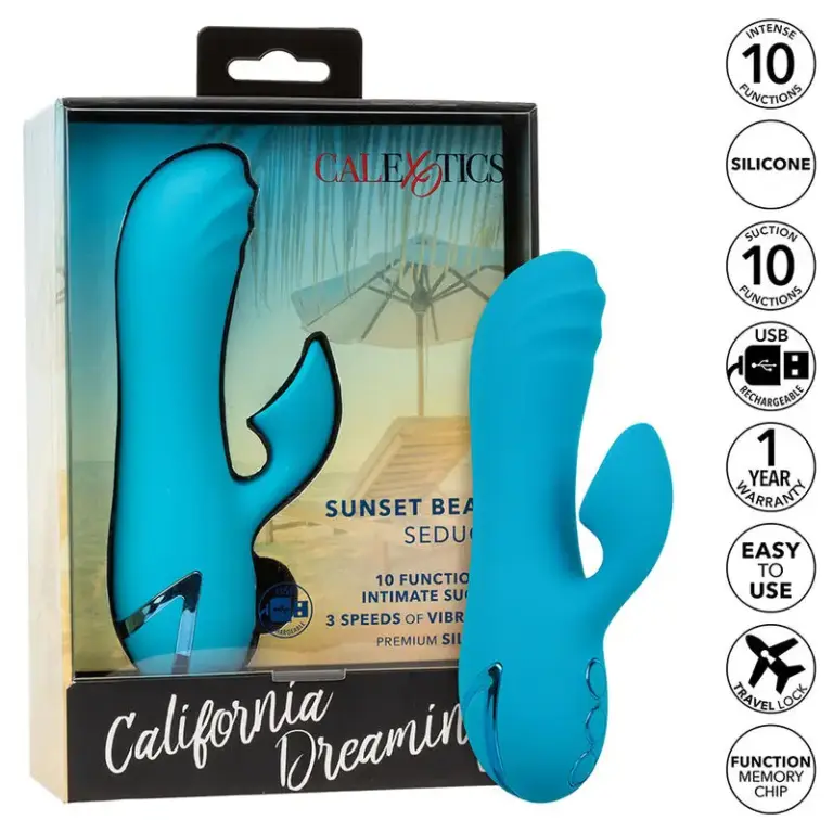 CALEXOTICS Sunset Beach Seducer Vibrador y Estimulador Azul 10 Funciones