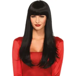 LEG AVENUE Bangin Long Straight Wig Black - Peluca larga negra elegante
