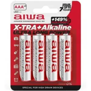 AIWA - Pilas AAA Alcalinas LR03 Pack de 4 para dispositivos compactos