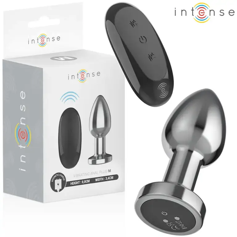 INTENSE - Plug anal vibrador de metal con 10 modos y mando M