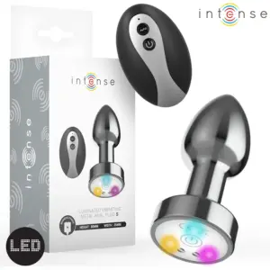 Intense Plug Anal Metálico Vibrador con LED y Mando - Tamaño S