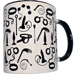 DIABLO PICANTE - Taza Bondage Blanca con Asa Negra 370 ml