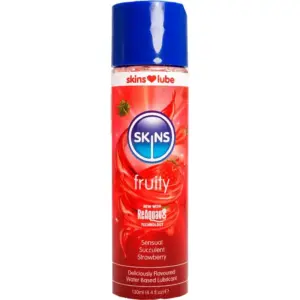 SKINS Lubricante base agua sabor fresa 130 ml, natural y sin azúcar