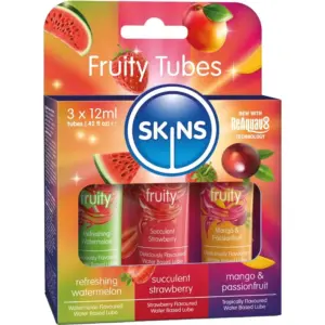 SKINS Fruity Lubes Kit: 3 lubricantes con sabores a sandía, fresa y mango 3x12 ml