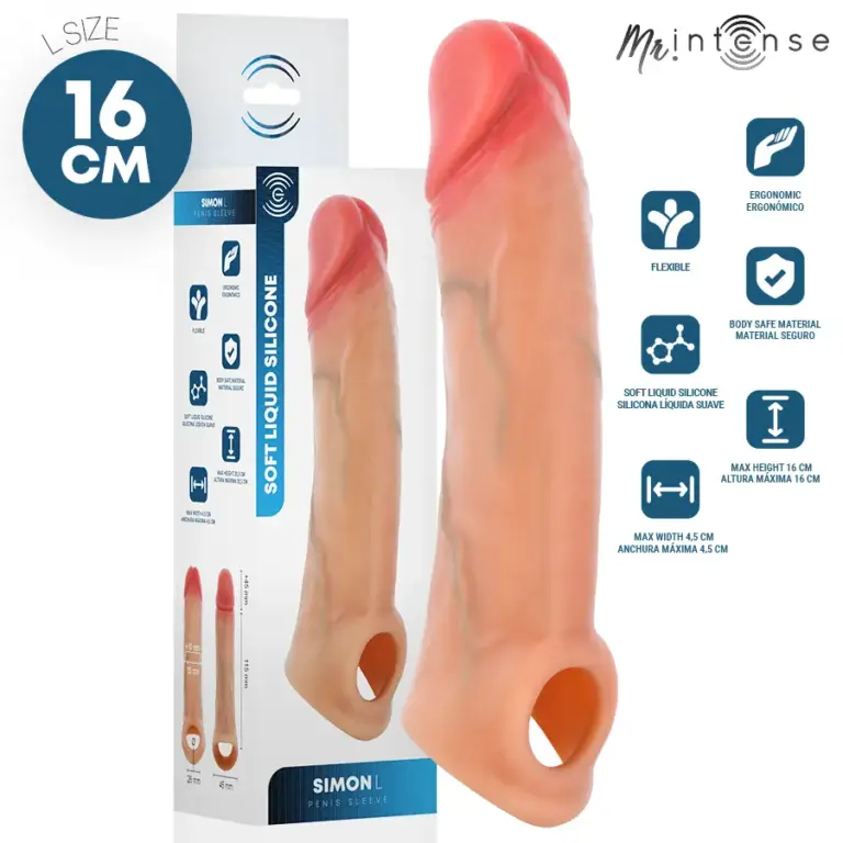 MR INTENSE SIMON L Funda de Silicona para Aumentar Grosor 16 cm