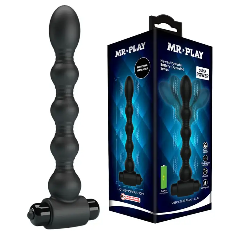 MR PLAY - Vibrador Anal con Perlas y 10 Modos de Vibración