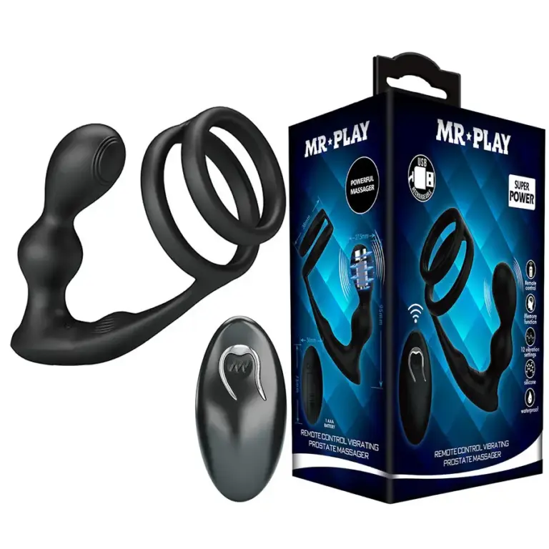 MR PLAY - Plug anal vibrador con anillo para pene y mando a distancia