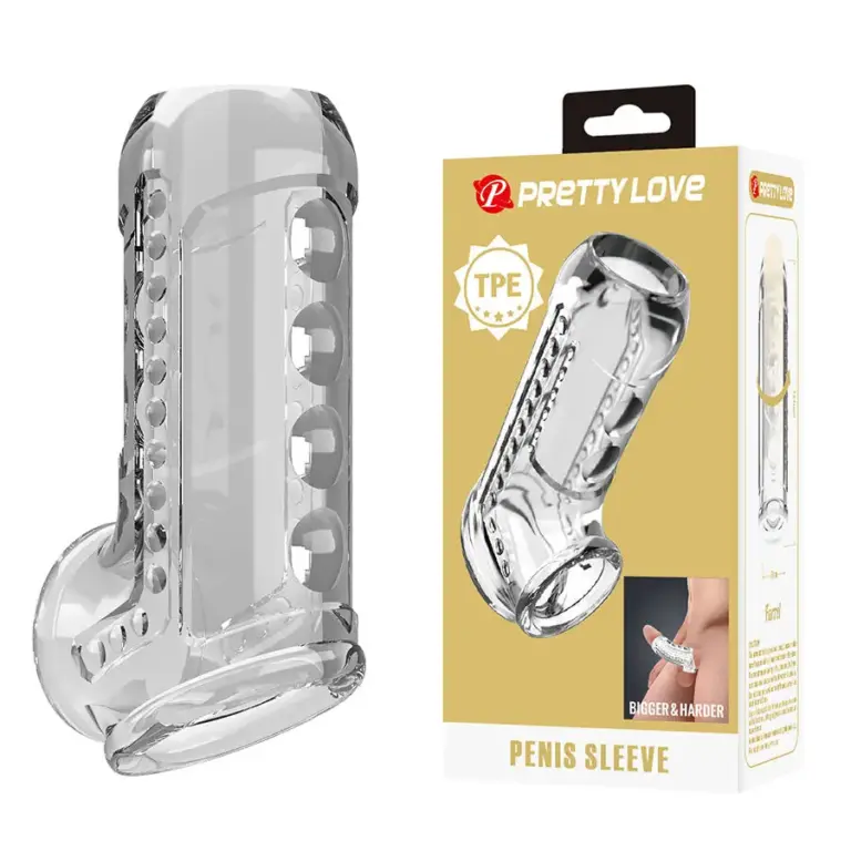 Pretty Love Transparent Textured Penis Sheath para estimular tu placer