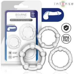 INTENSE - Bourne Set de 3 Anillos para el Pene en Silicona Médica