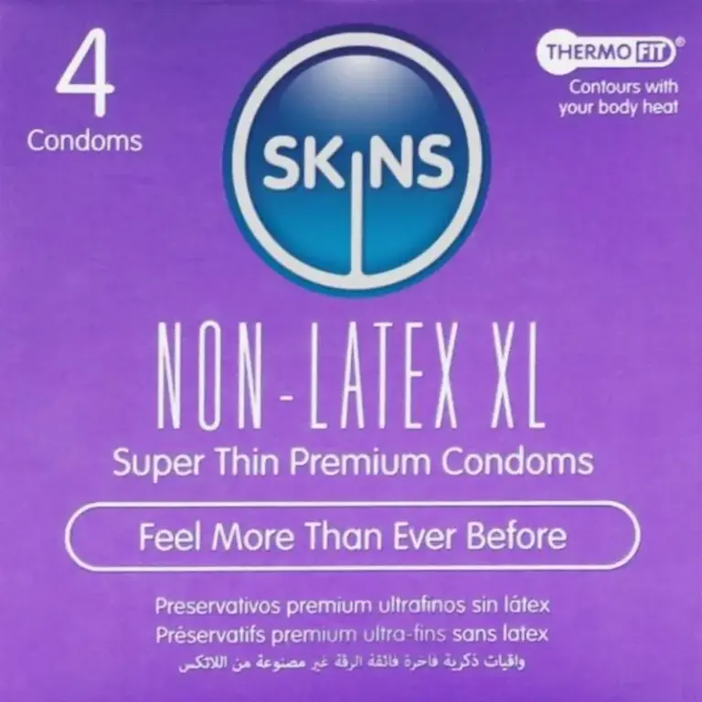 SKINS - Preservativos XL sin látex en pack de 4 unidades