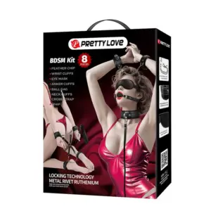 PRETTY LOVE - Kit BDSM de 8 piezas en negro elegante para parejas