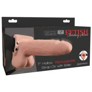 FETISH FANTASY SERIES Realistic Vibrating Hollow Strap On 17.8 cm