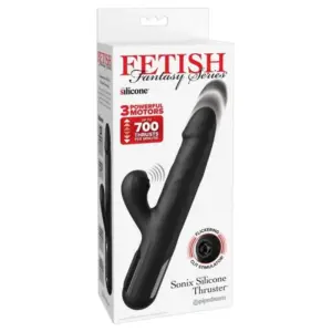 FETISH FANTASY SERIES Sonix Silicone Thruster Rabbit Vibrator Black 23 cm