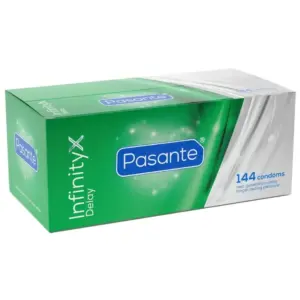 PASANTE Delay Infinity Condoms Box 144 unidades para durar más