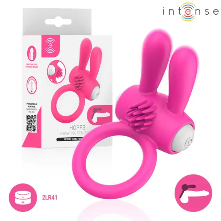 INTENSE Hopps: anillo vibrador con estimulación clitorial rosa