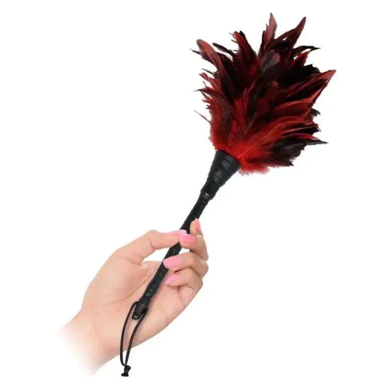 FETISH FANTASY SERIES - Black & Red Frisky Feather Tickler para juegos sensoriales