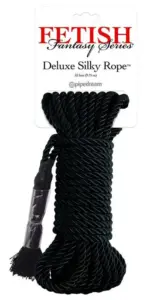 FETISH FANTASY SERIES - Cuerda de Seda Negra Deluxe 9.75 m para Bondage