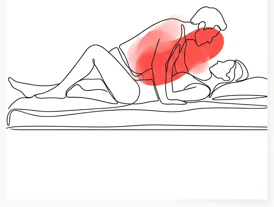 Ilustración de la postura el misionero del Kamasutra