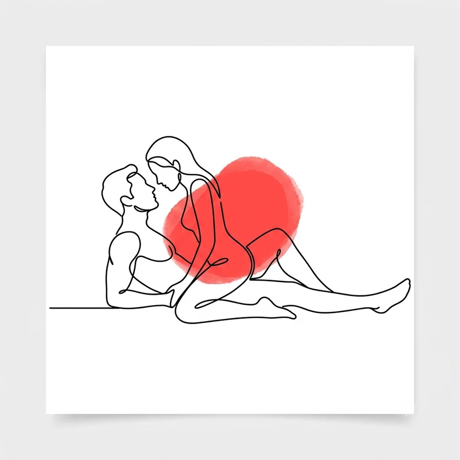 Ilustración de la postura la vaquera del Kamasutra